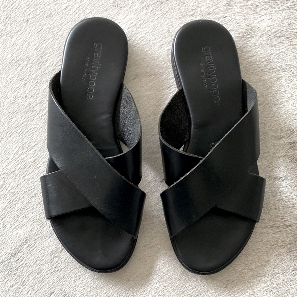 Gravity Pope Black Slide Sandals